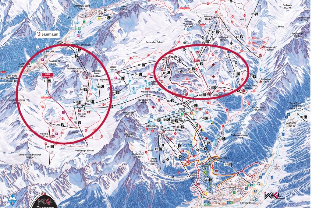 Mapa ośrodka Ischgl - Samnaun